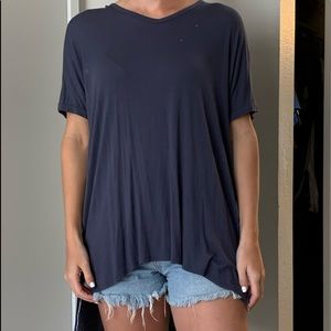 Grey high/low piko top